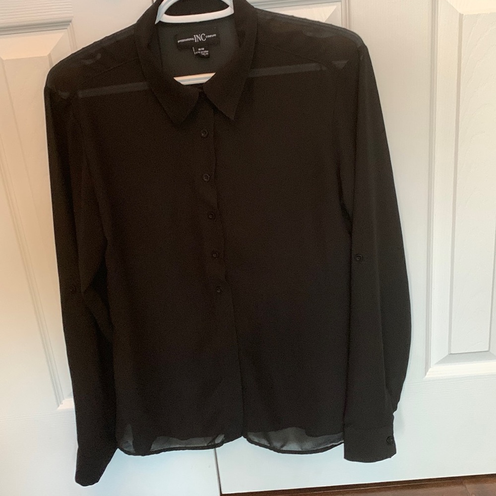 Sheer black button up shirt